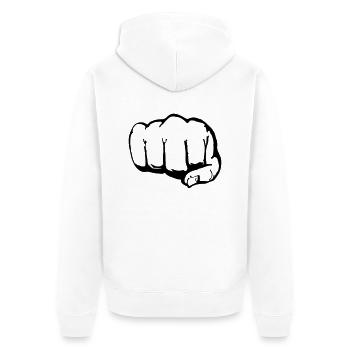 Faust (1c) - Unisex Premium Bio Zip Hoodie - Weiß - Hinten - Thijin (182cm)