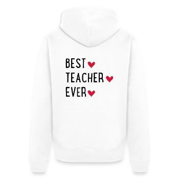 Best Teacher ever - Unisex Premium Bio Zip Hoodie - Weiß - Hinten - Thijin (182cm)
