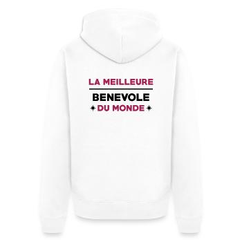 Bénévolat / Bénévole / Solidaire / Humanitaire - Veste à capuche bio Premium Unisexe - blanc - Dos - Thijin (182cm)