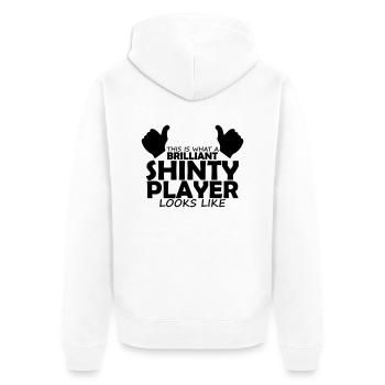 brilliant shinty player - Unisex Premium Organic Zip Hoodie - white - Back - Thijin (182cm)