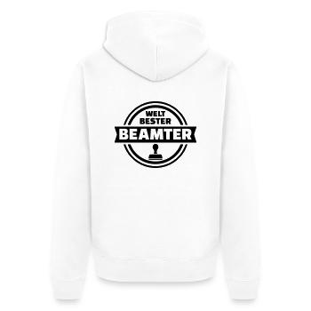 Beamter - Unisex Premium Bio Zip Hoodie - Weiß - Hinten - Thijin (182cm)