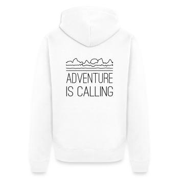 Adventure is calling - Unisex Premium Organic Zip Hoodie - white - Back - Thijin (182cm)