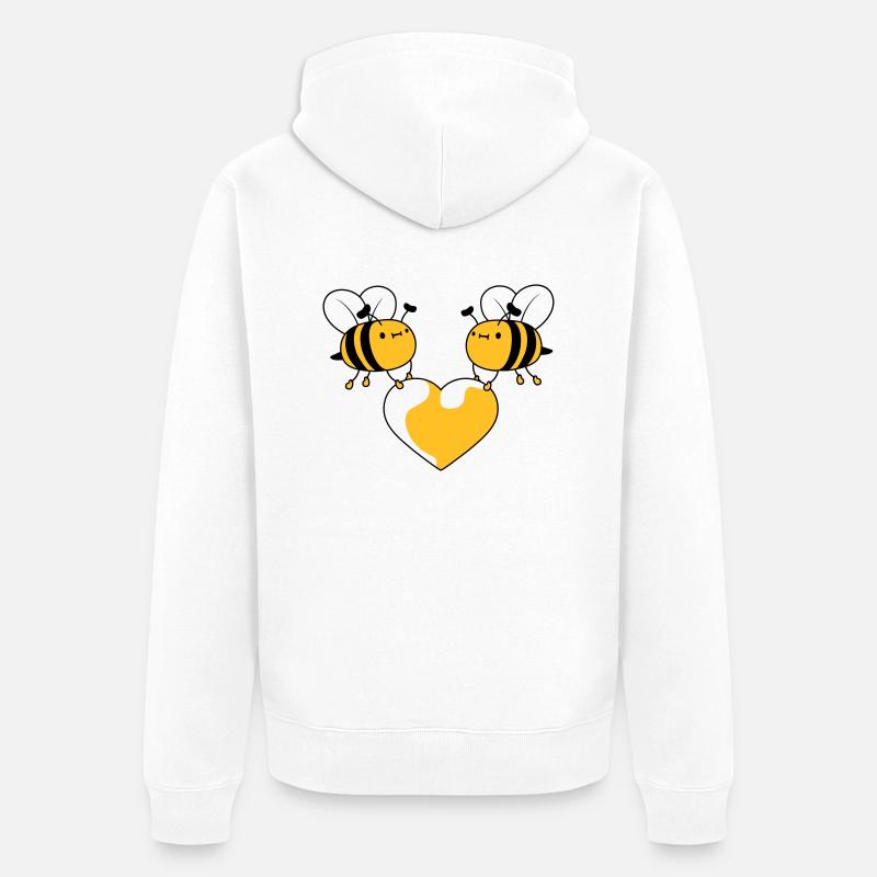 2 abeilles amoureuses - Veste à capuche bio Premium Unisexe - blanc