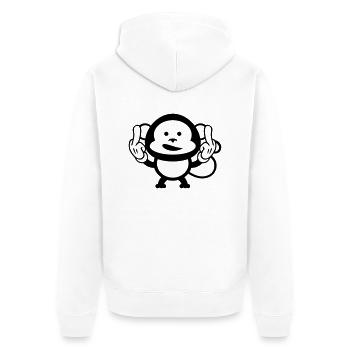 monkey middle finger design - Unisex Premium Bio Zip Hoodie - Weiß - Hinten - Thijin (182cm)
