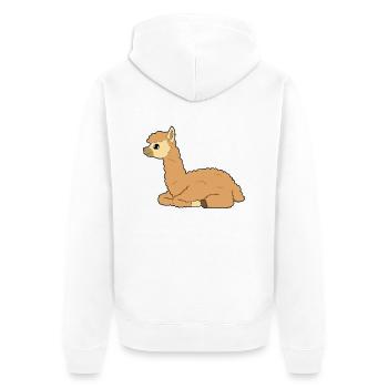 Alpaca - Unisex Premium Organic Zip Hoodie - white - Back - Thijin (182cm)