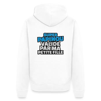 super papinou validé par ma petite fille - Veste à capuche bio Premium Unisexe - blanc - Dos - Thijin (182cm)