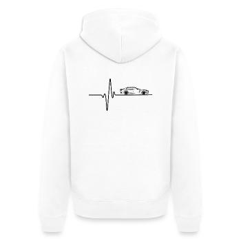 Car Lovers Heartbeat - Unisex Premium Bio Zip Hoodie - Weiß - Hinten - Thijin (182cm)