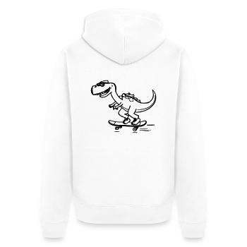 Dinosaur Skateboard Drôle d’idée cadeau - Veste à capuche bio Premium Unisexe - blanc - Dos - Thijin (182cm)