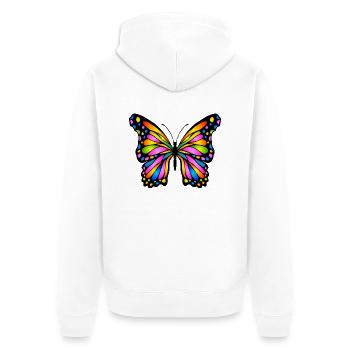 Schmetterling - Unisex Premium Bio Zip Hoodie - Weiß - Hinten - Thijin (182cm)