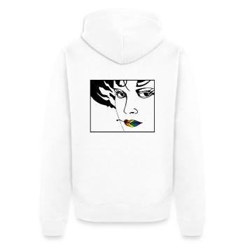 Vulkan 15a - Unisex Premium Bio Zip Hoodie - Weiß - Hinten - Thijin (182cm)