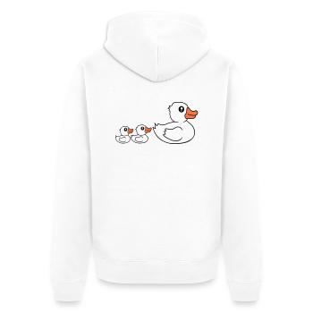 3 Ducks Family Mom Mom Two Kids Baby Dad - Unisex Premium Organic Zip Hoodie - white - Back - Thijin (182cm)