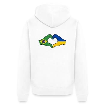 Brasilien Ukraine Flagge Haende Herzform - Unisex Premium Bio Zip Hoodie - Weiß - Hinten - Thijin (182cm)