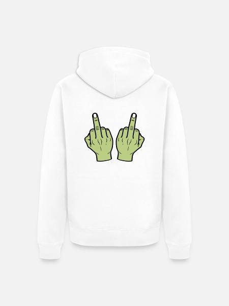 Middle Finger Hand - Unisex Premium Organic Zip Hoodie - white