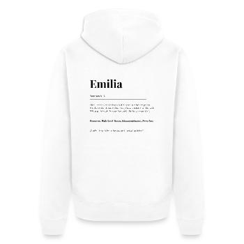 Emilia - Unisex Premium Bio Zip Hoodie - Weiß - Hinten - Thijin (182cm)