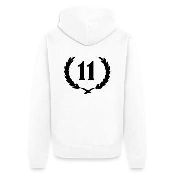 Lorbeerkranz 11 - Unisex Premium Bio Zip Hoodie - Weiß - Hinten - Thijin (182cm)