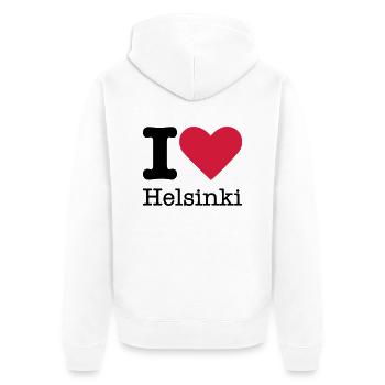 I Love Helsinki - Unisex Premium Bio Zip Hoodie - Weiß - Hinten - Thijin (182cm)