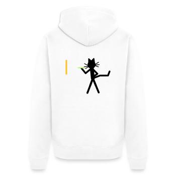 Katze Kittycat dartet - Unisex Premium Bio Zip Hoodie - Weiß - Hinten - Thijin (182cm)