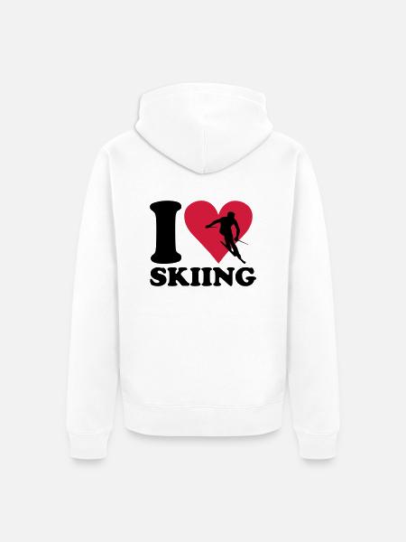I love Skiing - Ski - Unisex Premium Bio Zip Hoodie - Weiß