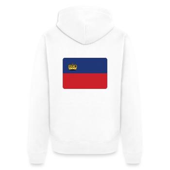 LICHTENSTEIN IST DIE NR 1 - Unisex Premium Bio Zip Hoodie - Weiß - Hinten - Thijin (182cm)