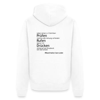 Reanimation_in_3Schritten - Unisex Premium Bio Zip Hoodie - Weiß - Hinten - Thijin (182cm)