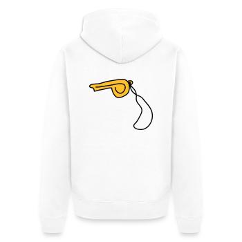 pfeife_2c - Unisex Premium Bio Zip Hoodie - Weiß - Hinten - Thijin (182cm)