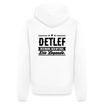 Mann Mythos Legende Detlef - Unisex Premium Bio Zip Hoodie - Weiß - Hinten - Thijin (182cm)