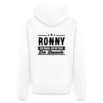 Man Myth Legend Ronny - Unisex Premium Organic Zip Hoodie - white - Back - Thijin (182cm)