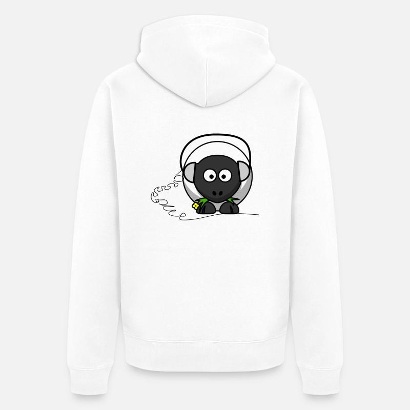moutons drôle avec un casque - Veste à capuche bio Premium Unisexe - blanc