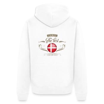 The Best Dänemark - Denmark - Unisex Premium Bio Zip Hoodie - Weiß - Hinten - Thijin (182cm)
