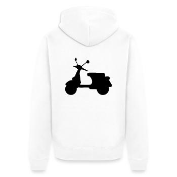 Motorroller - Unisex Premium Bio Zip Hoodie - Weiß - Hinten - Thijin (182cm)