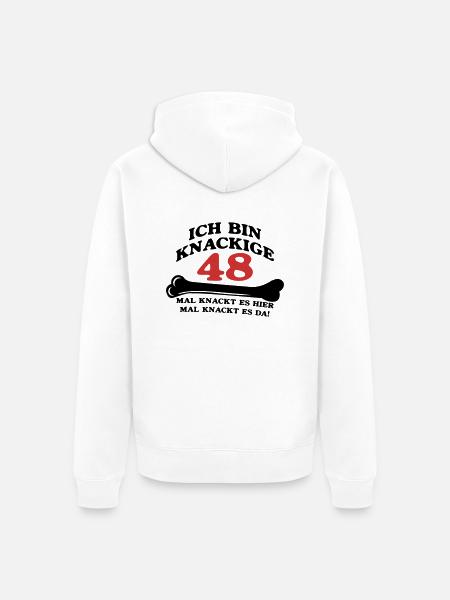 Birthday - I'm 48 Crunchy - Unisex Premium Organic Zip Hoodie - white