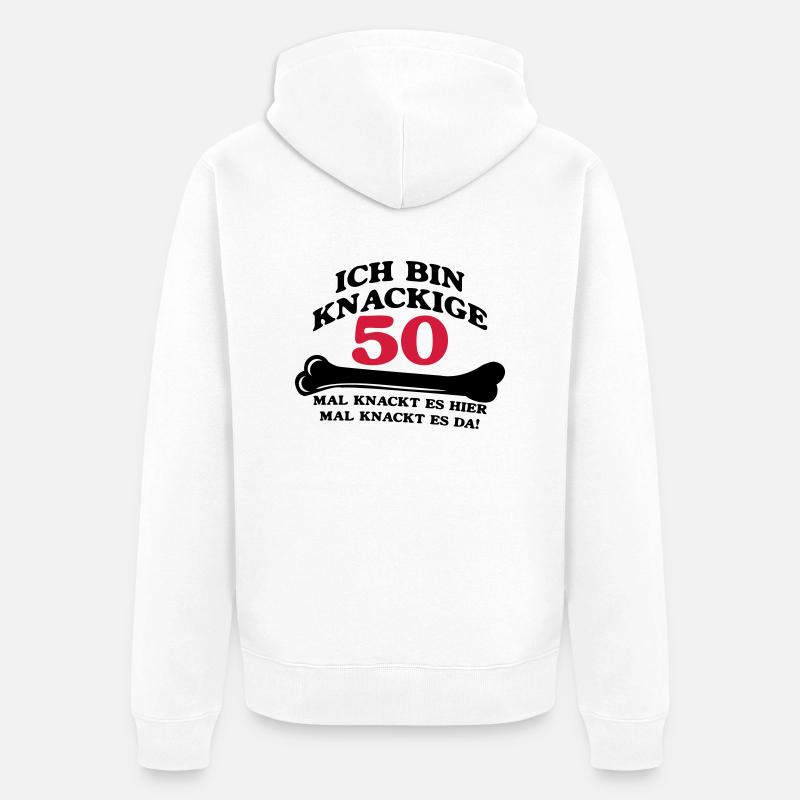 Anniversaire - je suis Crunchy 50 - Veste à capuche bio Premium Unisexe - blanc