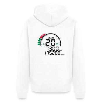 years 20 years anniversary meter - Unisex Premium Organic Zip Hoodie - white - Back - Thijin (182cm)