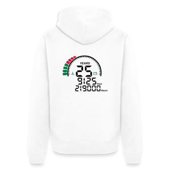years 25 years anniversary meter - Unisex Premium Organic Zip Hoodie - white - Back - Thijin (182cm)