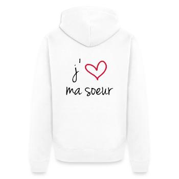 I love my sister - Unisex Premium Organic Zip Hoodie - white - Back - Thijin (182cm)