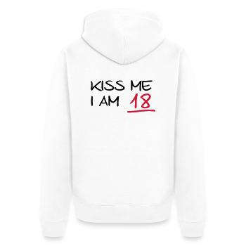 kiss me i am 18 birthday (fr) - Veste à capuche bio Premium Unisexe - blanc - Dos - Thijin (182cm)