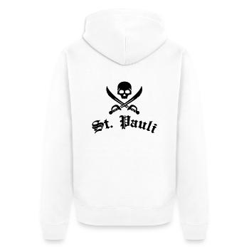 st_pauli_pirat__f1 - Unisex Premium Bio Zip Hoodie - Weiß - Hinten - Thijin (182cm)