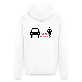 Abstand halten! - Unisex Premium Bio Zip Hoodie - Weiß - Hinten - Thijin (182cm)