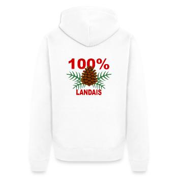 100/100 Landais - Unisex Premium Bio Zip Hoodie - Weiß - Hinten - Thijin (182cm)