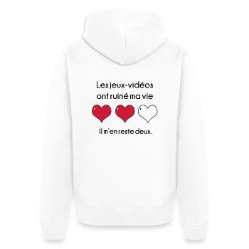 Les Jeux-Vidéos ont ruiné ma vie - Veste à capuche bio Premium Unisexe - blanc - Dos - Thijin (182cm)