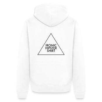Ironic Hipster Shirt - Unisex Premium Bio Zip Hoodie - Weiß - Hinten - Thijin (182cm)