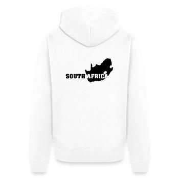 South Africa (ID: 002004) - Unisex Premium Bio Zip Hoodie - Weiß - Hinten - Thijin (182cm)