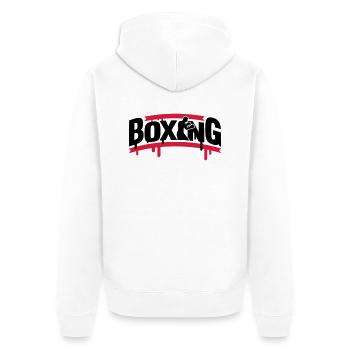 boxing_1_f2 - Unisex Premium Bio Zip Hoodie - Weiß - Hinten - Thijin (182cm)
