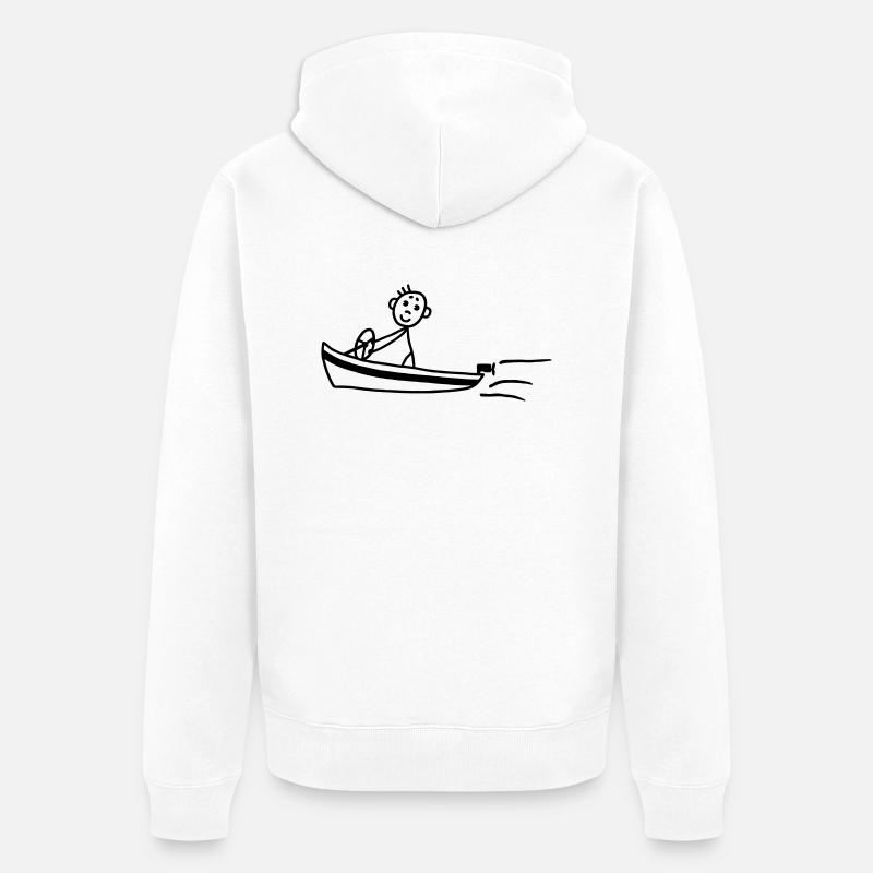 Motorboot - Boot - Unisex Premium Bio Zip Hoodie - Weiß