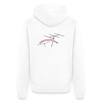 contestteam - Unisex Premium Bio Zip Hoodie - Weiß - Hinten - Thijin (182cm)