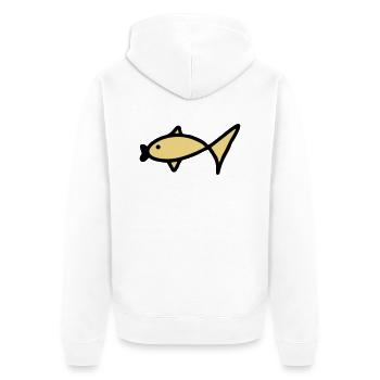 Fisch mit dickem Fischmaul - V2 - Unisex Premium Bio Zip Hoodie - Weiß - Hinten - Thijin (182cm)