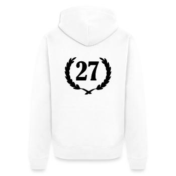 lorbeerkranz_27 - Unisex Premium Bio Zip Hoodie - Weiß - Hinten - Thijin (182cm)