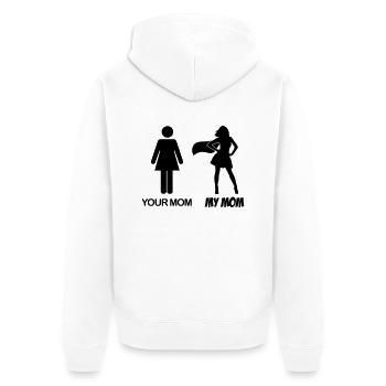 Your Mom - My Mom - Meine Mama - Deine Mama - Unisex Premium Bio Zip Hoodie - Weiß - Hinten - Thijin (182cm)