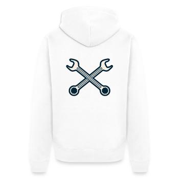Maul Ring Schlüssel gekreuzt - Unisex Premium Bio Zip Hoodie - Weiß - Hinten - Thijin (182cm)