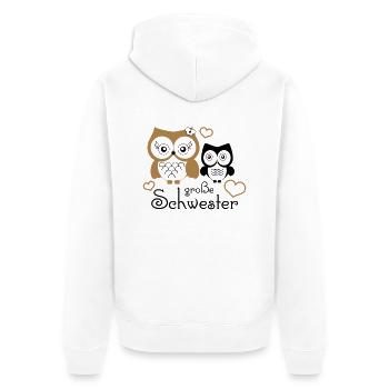 große Schwester - Unisex Premium Organic Zip Hoodie - white - Back - Thijin (182cm)